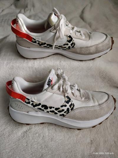 Womens Nike Waffle Debut sneakers with leopard print