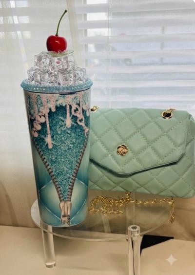 Teal crossbody bag and Tumbler Set