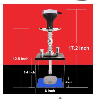 ASANMA Cube Hookah with 2 hoses - Thumbnail 2