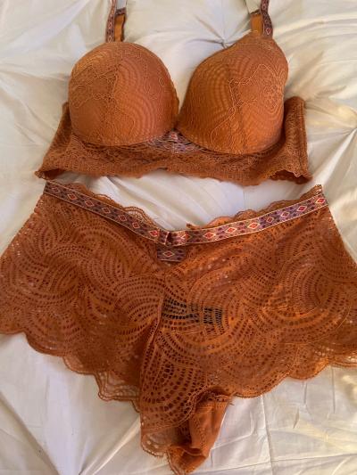 lace copper color lingerie set bottom size large cup size 36