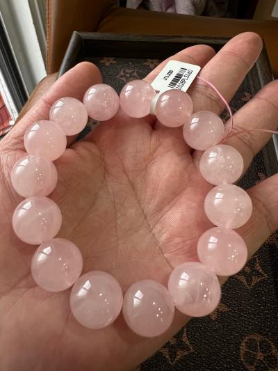 14mm Oily Glossy Grapefruit Pink Rose Quartz Stretch Bracele