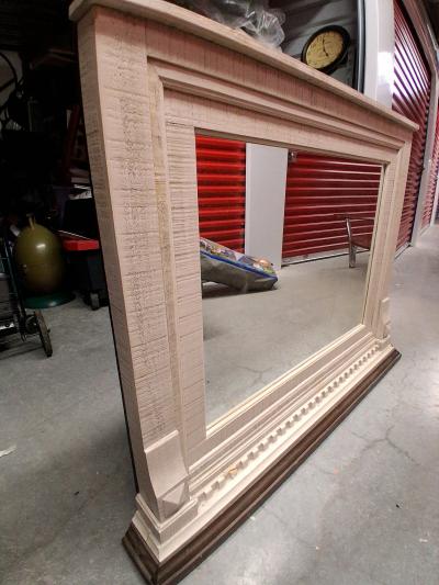 Large Decorative Wall Mirror  Distressed Wood Frame - Thumbnail 4