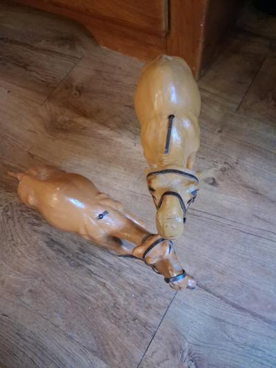 Vintage Handcrafted Real Leather Camel Figurines Pair  Glass - Thumbnail 2