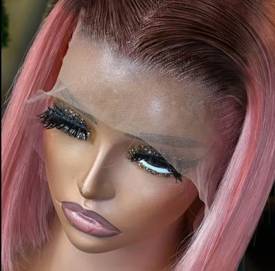 WOMENS 12 INCH PINK HUMAN HAIR LACE FRONT WIG - Thumbnail 2