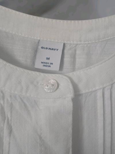 Old Navy Womens Sleeveless ButtonFront Blouse  Medium  White - Thumbnail 4