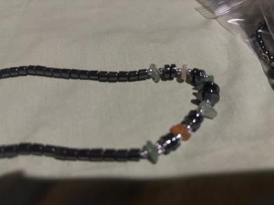 steel necklace with multicolored gemstones - Thumbnail 2