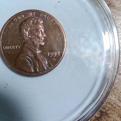Lincoln 92 close AM double stamp small date