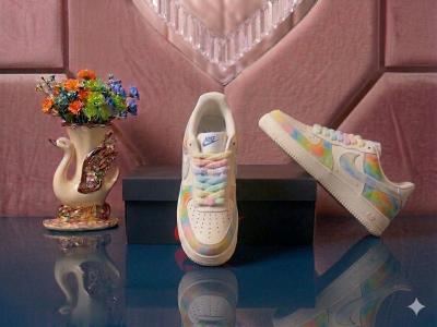Custom Nike Air Force 1 Low Top LaceUp Sneakers Colorblock - Thumbnail 2