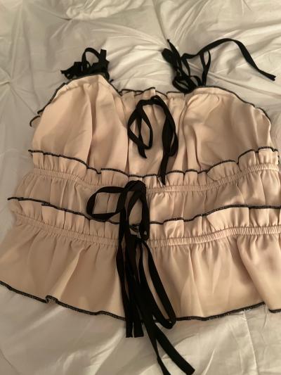 two piece black and beige outfit size large - Thumbnail 2