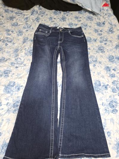 Dark blue HY rhinestone studded denim bootcut jeans size 18 - Thumbnail 2