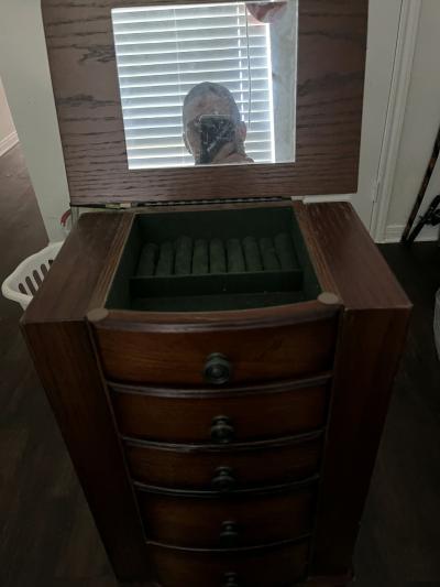 Antique Dark Wood Jewelry Stand - Thumbnail 2