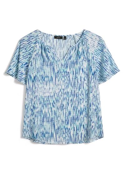 APT 9 Womens Printed Flutter Sleeve Blouse  Size Small  Blue - Thumbnail 2