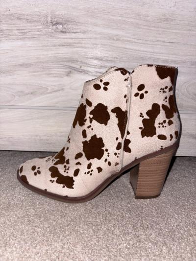 cow print high boots