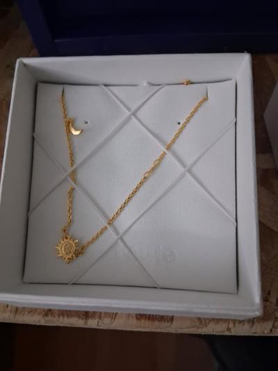 en route sun and moon gold plated necklace