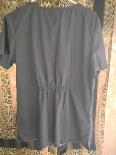 A Grey Womens Large Scrub Top - Thumbnail 3