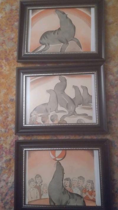 Vintage Illustrations of Circus Seals in Frames