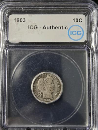 1903 Barber Dime ICG Authentic coin