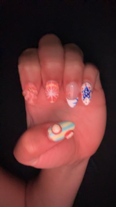 3d handmade summer press on nails