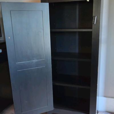 Black Freestanding Jelly Cabinet 1 Door 3 Shelves 22x13x505 - Thumbnail 2