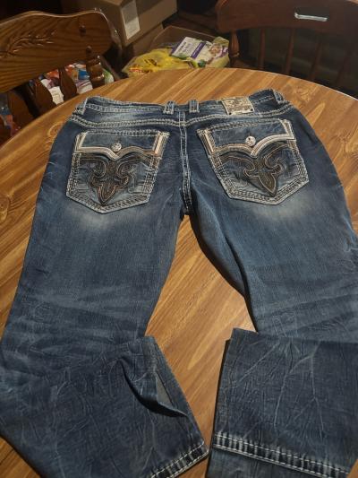rock rival jeans size 38 distressed look faded denim - Thumbnail 4