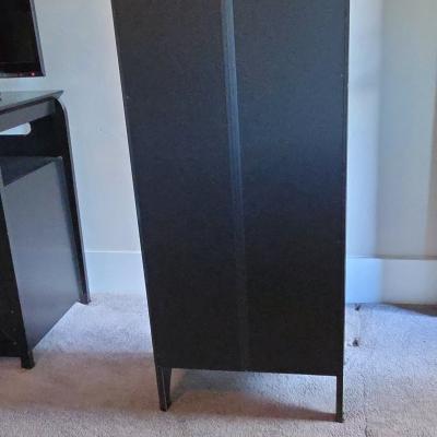 Black Freestanding Jelly Cabinet 1 Door 3 Shelves 22x13x505