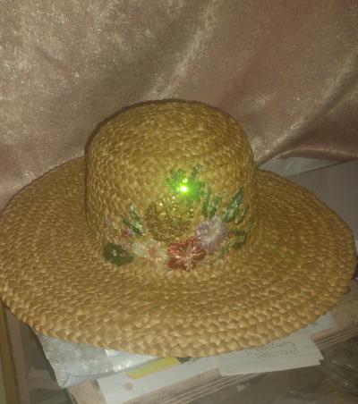 Straw Sun Hat with Flower Embroidery