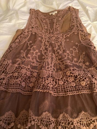 Brown crochet blouse 2 blouse in one size lg like new - Thumbnail 3