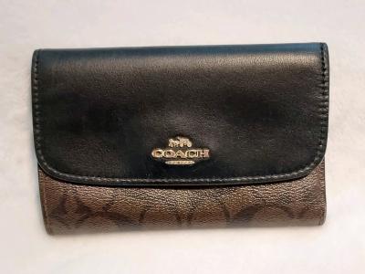Coach Dark Brown And Black Leather Medium Size Wallet