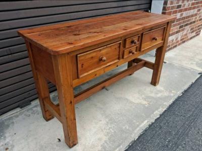Vintage Rustic Primitive Sideboard Western 4 Drawers - Thumbnail 2