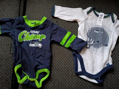 pair of baby onesies Seattle Seahawks size 0 to 3 months