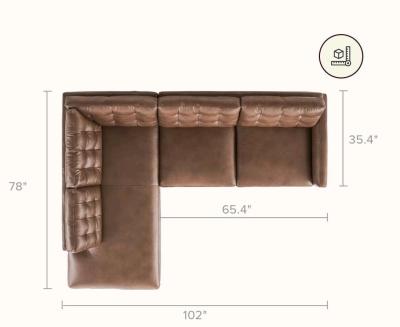 castlery leather sectional couch - Thumbnail 4