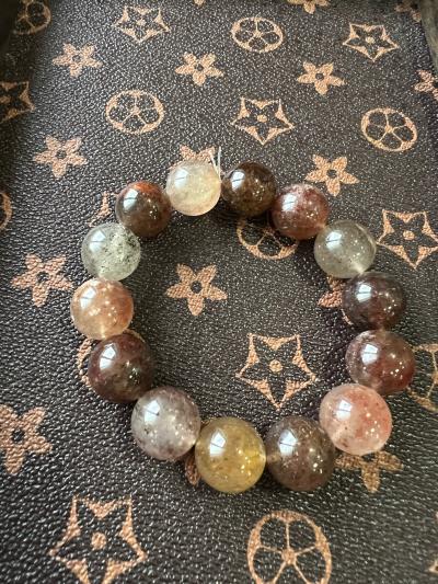 18mm Large Oily Strawberry Quartz Bracelet Natural Red Spark