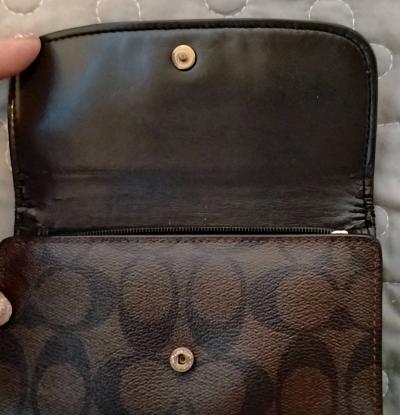 Coach Dark Brown And Black Leather Medium Size Wallet - Thumbnail 2
