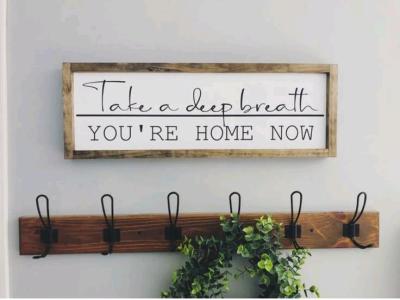 Handcrafted Home Decor Sign Take a Deep Breath You Are Home