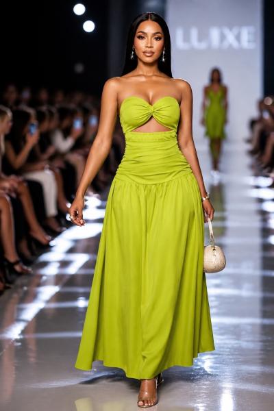 womens sundress lime green bare back