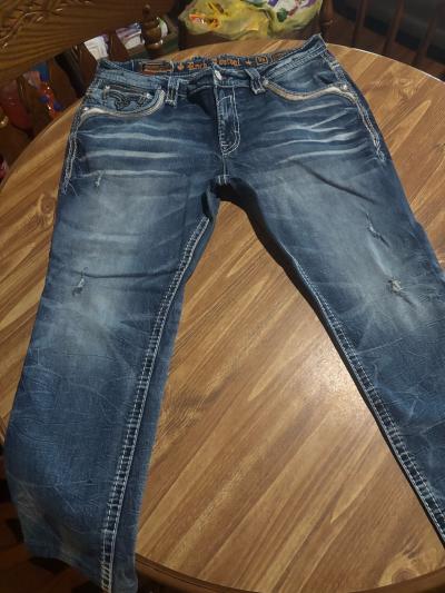 rock rival jeans size 38 distressed look faded denim