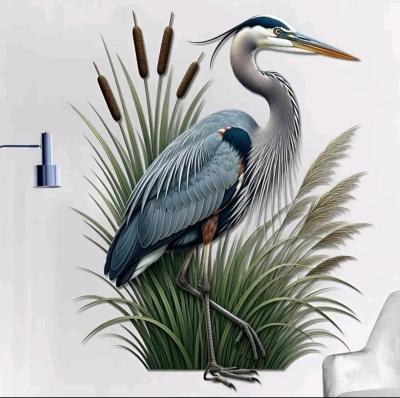 Metal Blue Heron Wall Decor