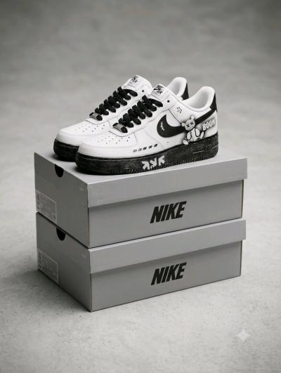 Custom Nike Air Force 1 Low Top LaceUp Sneakers White Black