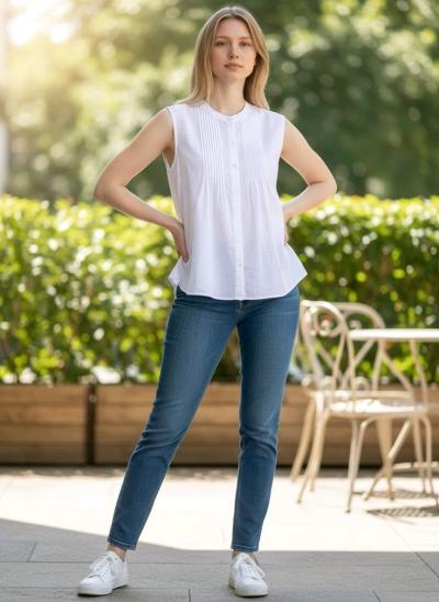 Old Navy Womens Sleeveless ButtonFront Blouse  Medium  White
