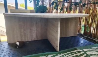 Solid semi circle marble table