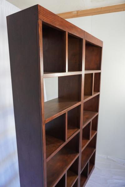 Custom Handcrafted Solid Wood Bookcase Set - Hickory Finish