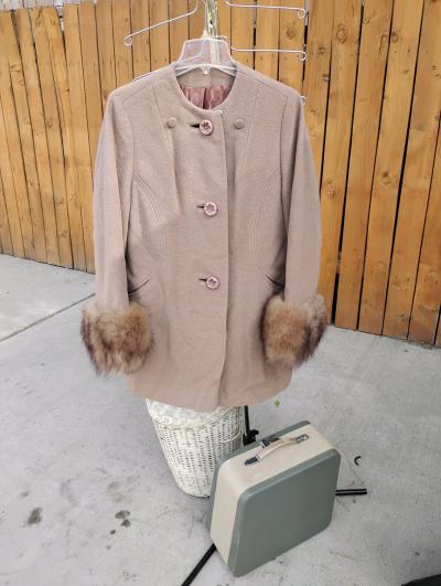 Vintage youthcraft pea coat with real Fur Cuffs