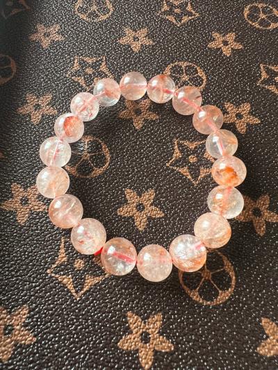 11mm Red Inclusion Flower Quartz Stretch Bracelet Glossy Uni - Thumbnail 2
