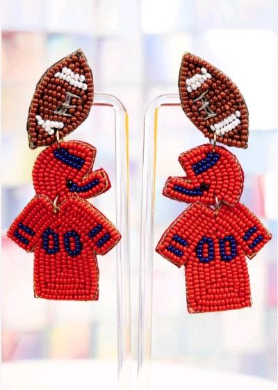 Blue and Red Gameday Ready Seed Bead Earrings