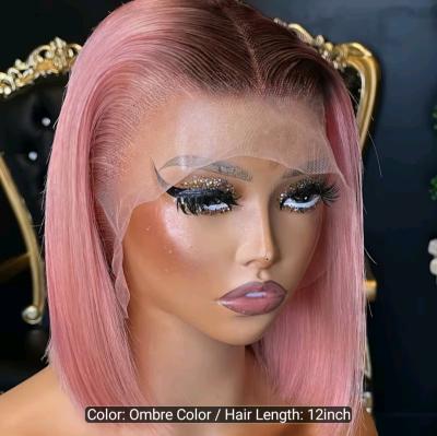 WOMENS 12 INCH PINK HUMAN HAIR LACE FRONT WIG