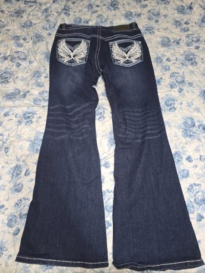Dark blue HY rhinestone studded denim bootcut jeans size 18 - Thumbnail 3