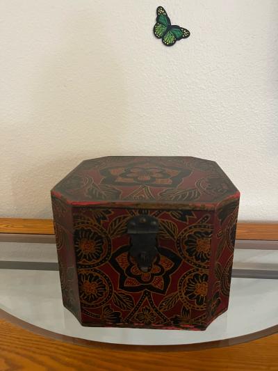 Hexagonal Hand Painted Trinket Box