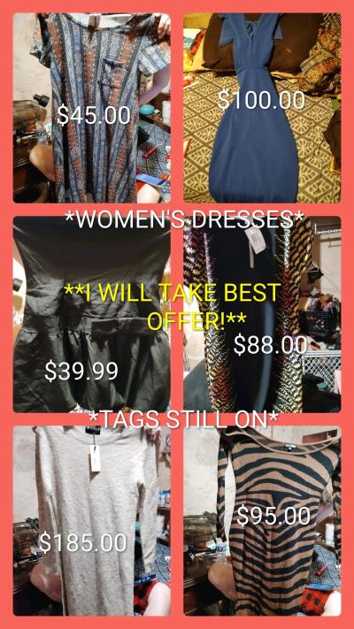 Hi Im sell new  used dresss womens clothes kids shoes more