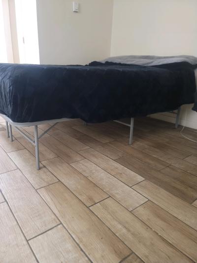 Queen size modern pillowtop mattress with lightweight frame