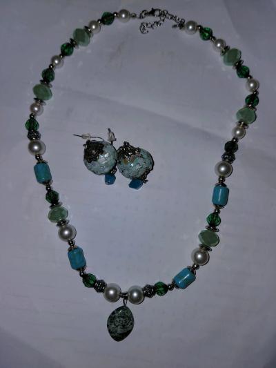 Handcrafted one of a kind necklace and earring set